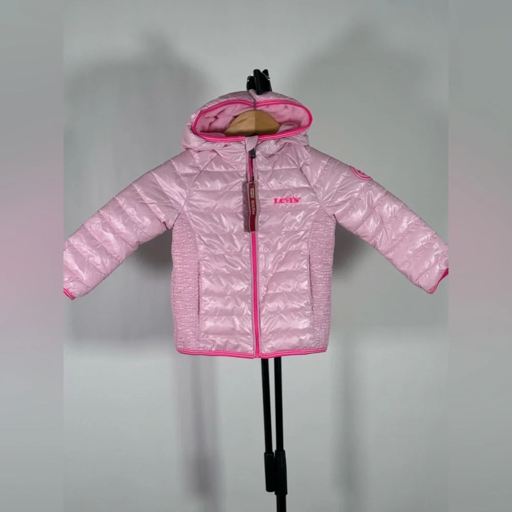 NWT LEVI'S GIRLS PINK HOODED PUFFER JACKET
